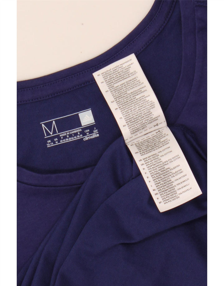 ADIDAS Mujer Climalite Graphic Camiseta Top UK 12/14 Medio Azul Marino