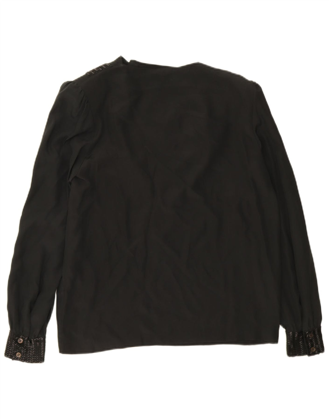 Blusa vintage de manga larga para mujer Top EU 38 Seda negra mediana