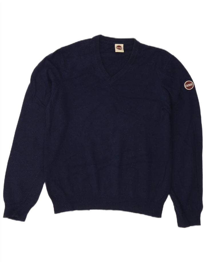 Colmar - Jersey con cuello en V para mujer, talla 40, lana azul marino mediana