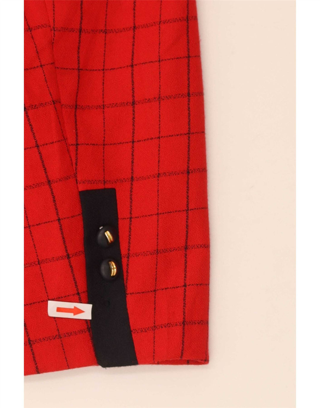 Vintage mujer 4 botones Blazer chaqueta US 12 grande rojo comprobar poliéster