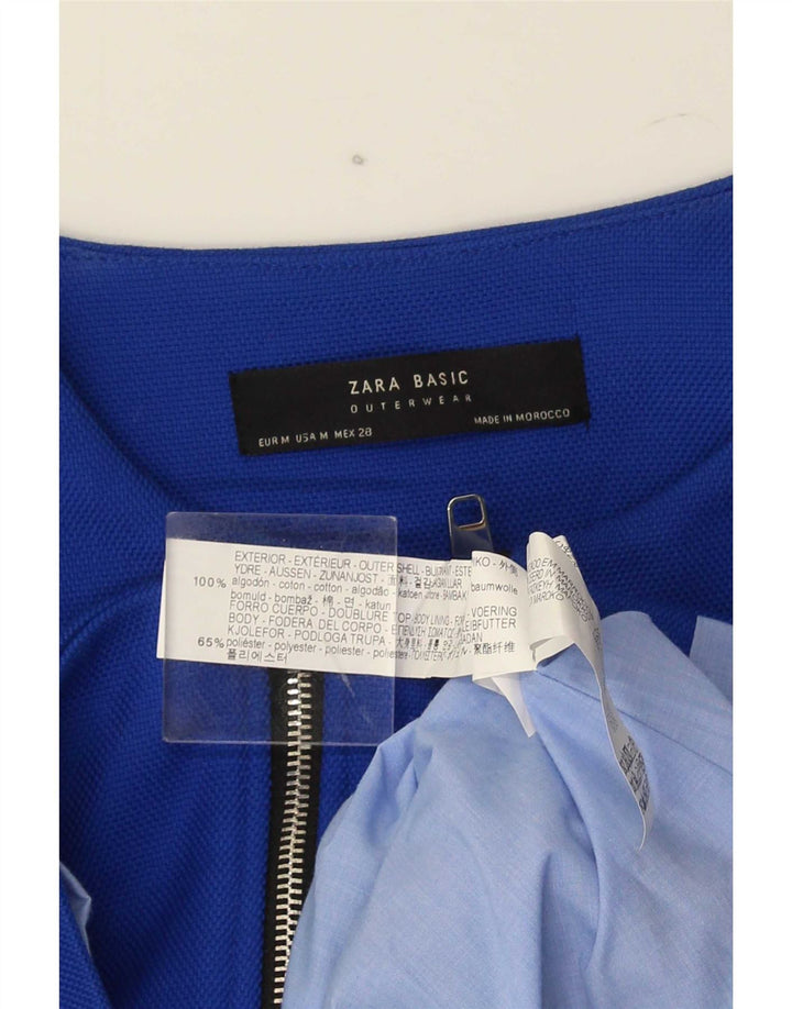 Zara Mujer Abrigo UK 44 Algodón Azul Medio