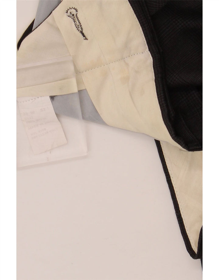 NAUTICA Pantalón de traje con pinzas para hombre W38 L32 Lana a cuadros gris