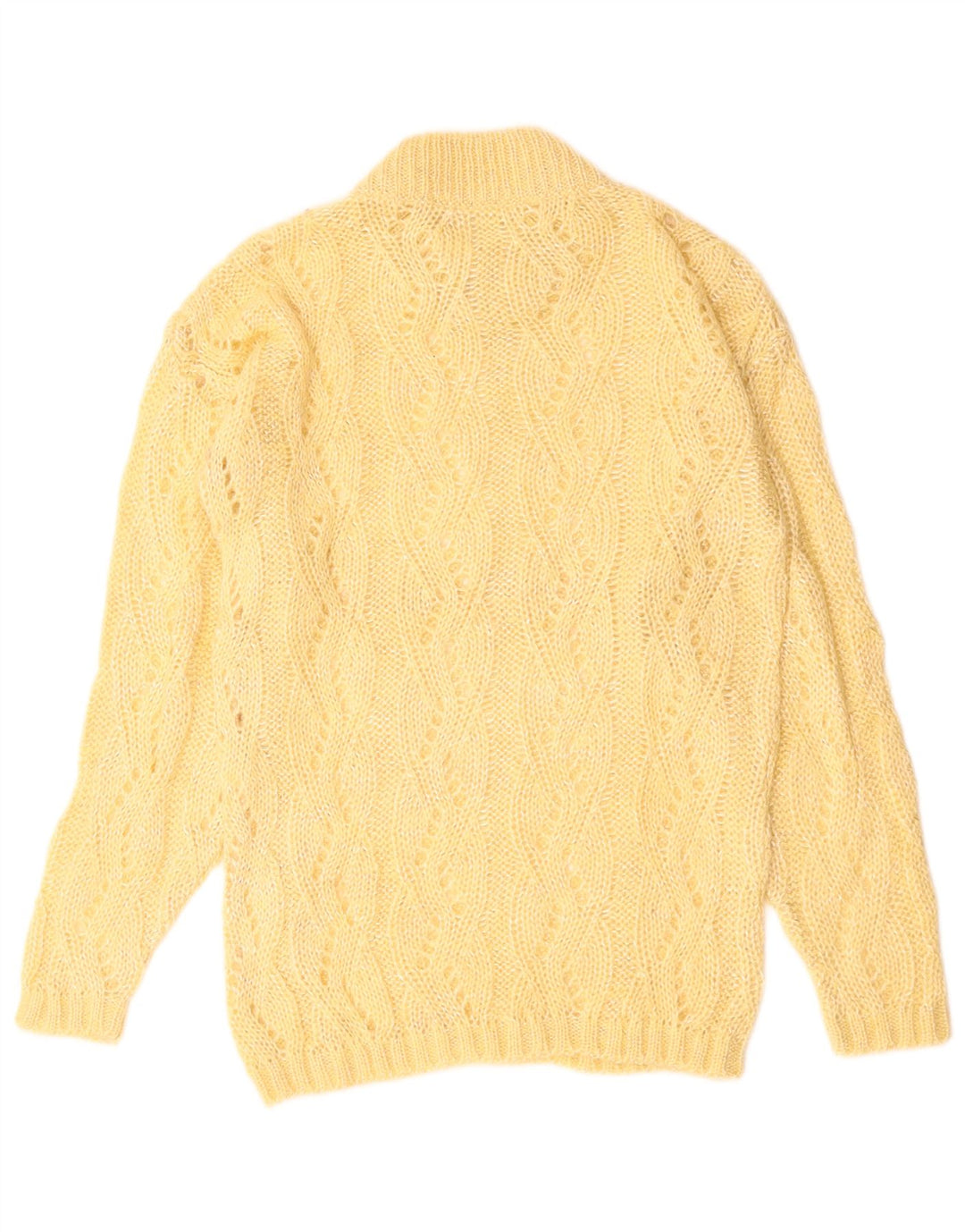 VINTAGE Mujer Cuello Tortuga Jersey Suéter Reino Unido 10 Pequeño Beige