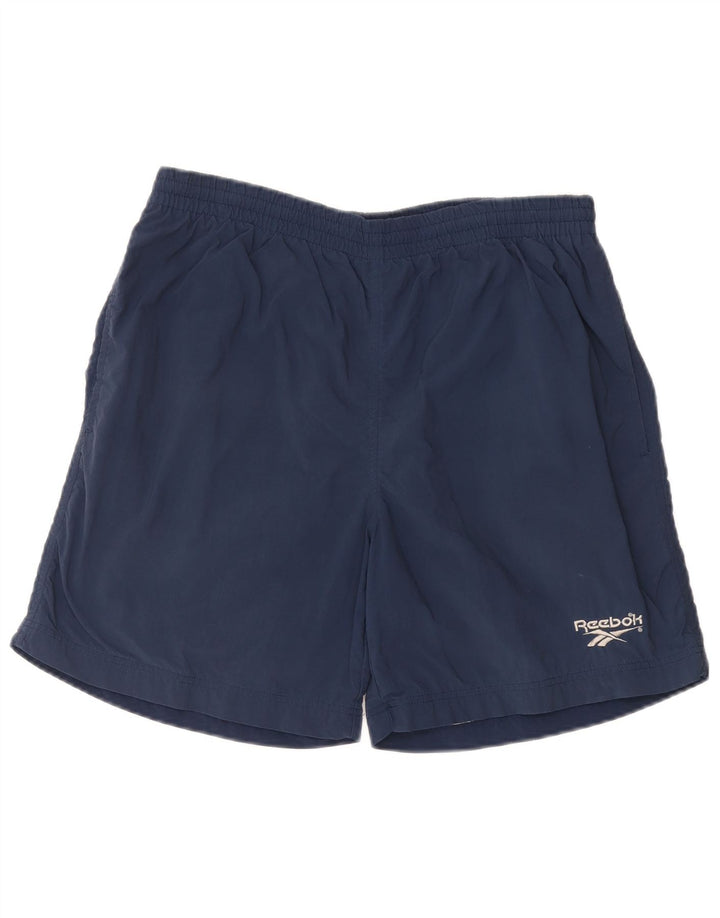 Reebok - Pantalones cortos deportivos para hombre, talla grande, nailon azul marino