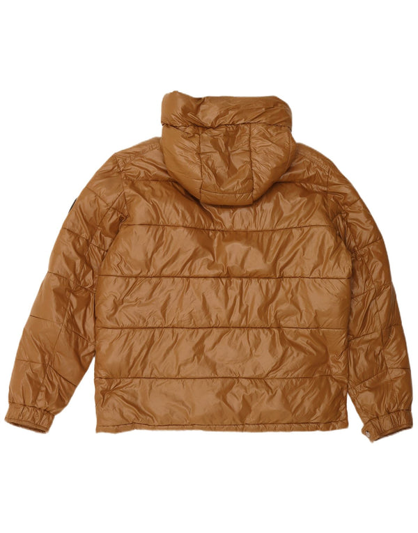 Michael Kors Chaqueta acolchada con capucha para hombre UK 40 Large Marrón Poliéster