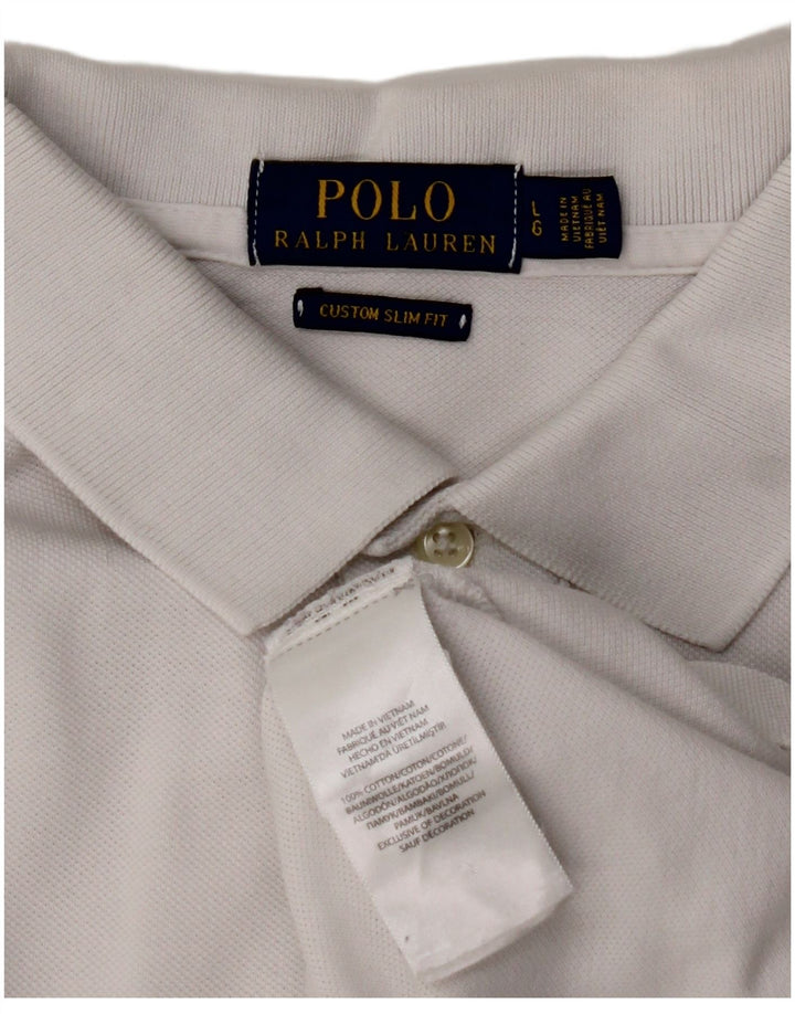 POLO RALPH LAUREN Polo ajustado personalizado para hombre Algodón blanco grande