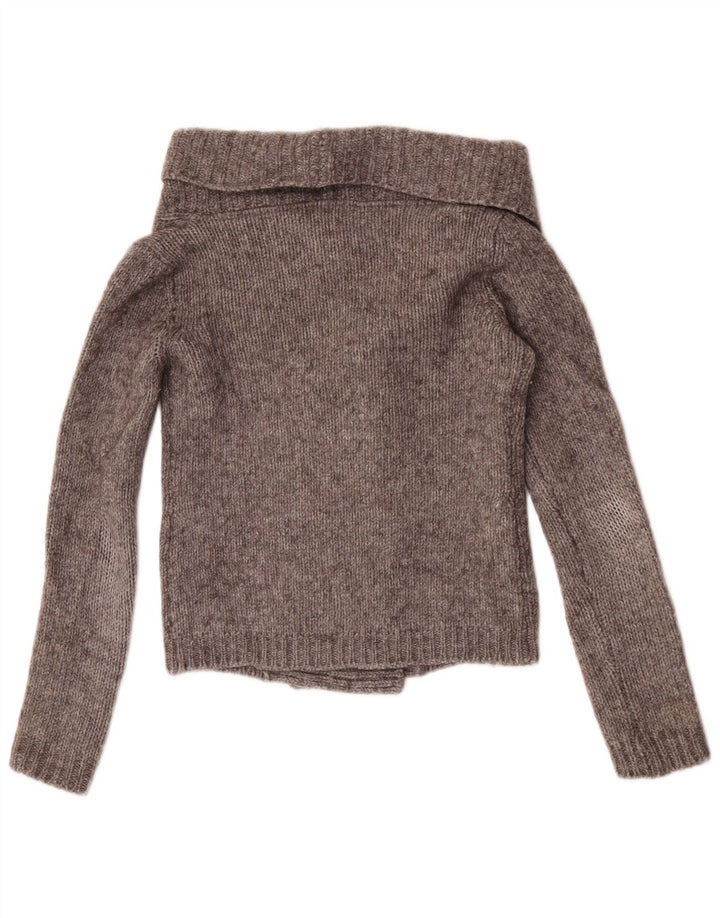 Massimo Dutti Suéter Cárdigan Corto para Mujer UK 42 Lana Gris Medio