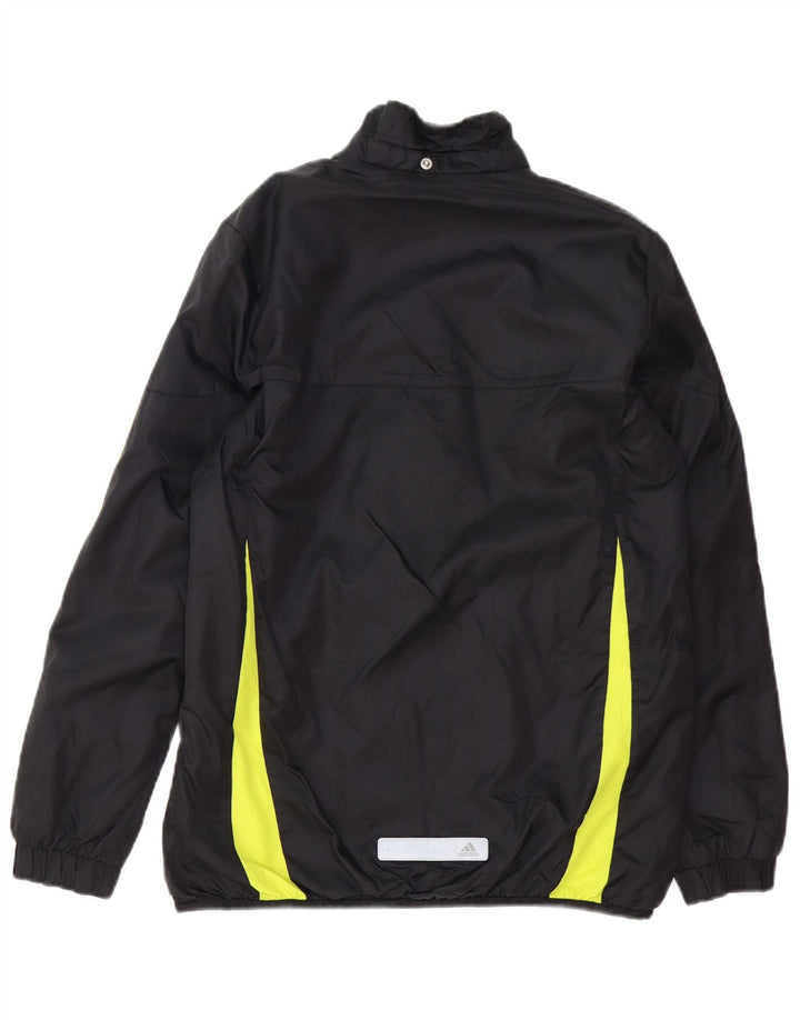 ADIDAS Boys Tracksuit Top Jacket 13-14 Years Black Colourblock Polyester