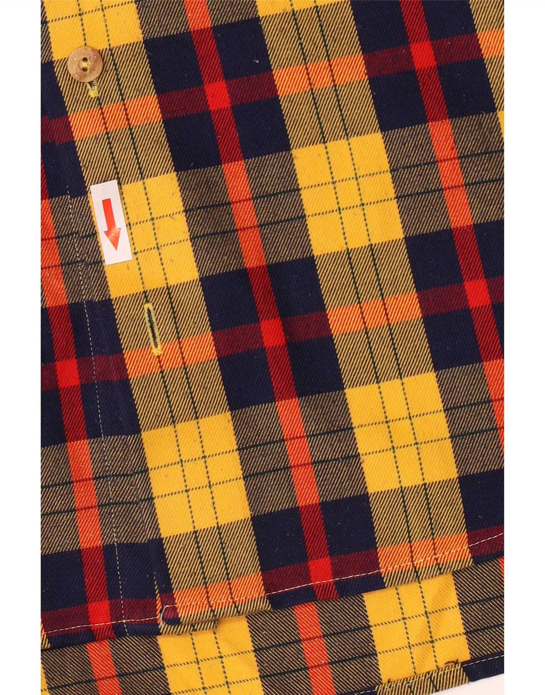 Camisa Vintage Hombre Sie 40 Poliéster Cuadros Amarillo Medio