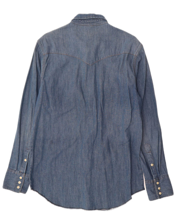 Wrangler Mens Denim Shirt Medium Blue Cotton
