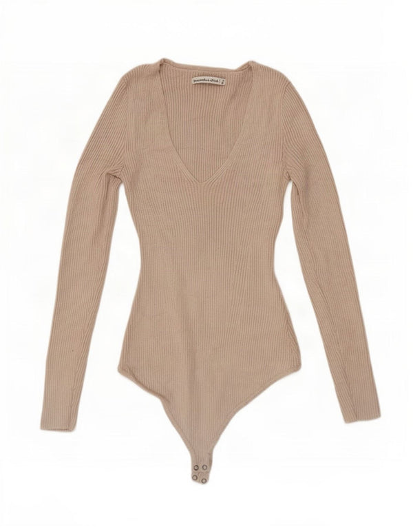 Abercrombie & Fitch Body de manga larga para mujer UK 8 Small Viscosa beige