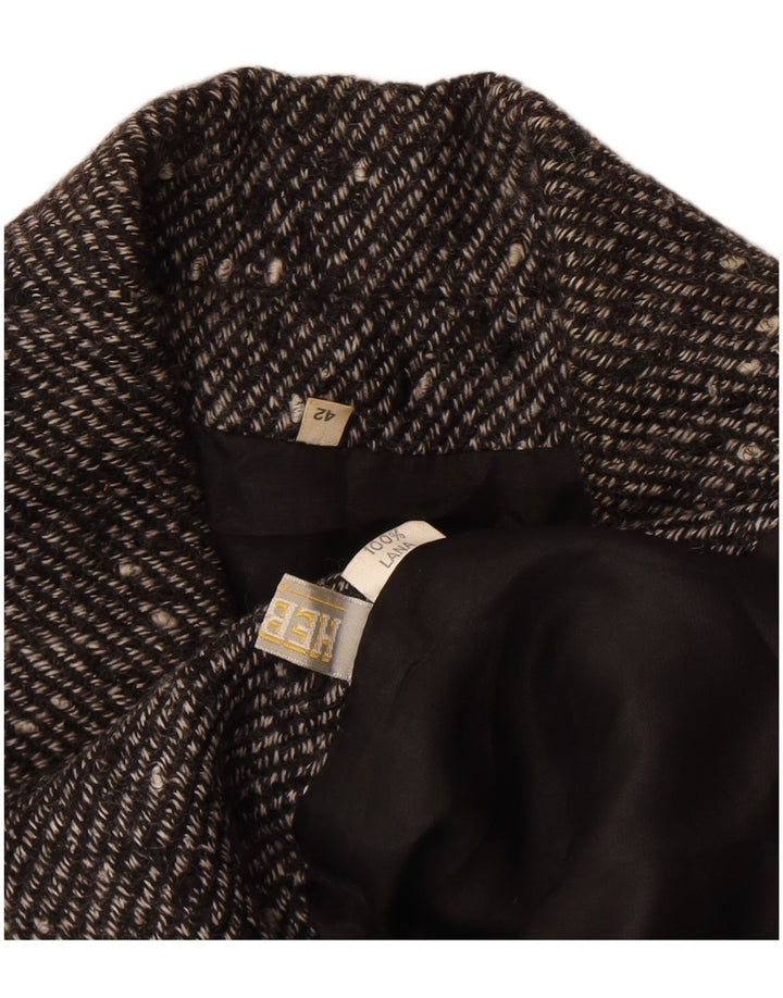 Vintage mujer chaqueta blazer de doble pecho EU 42 lana moteada negra grande