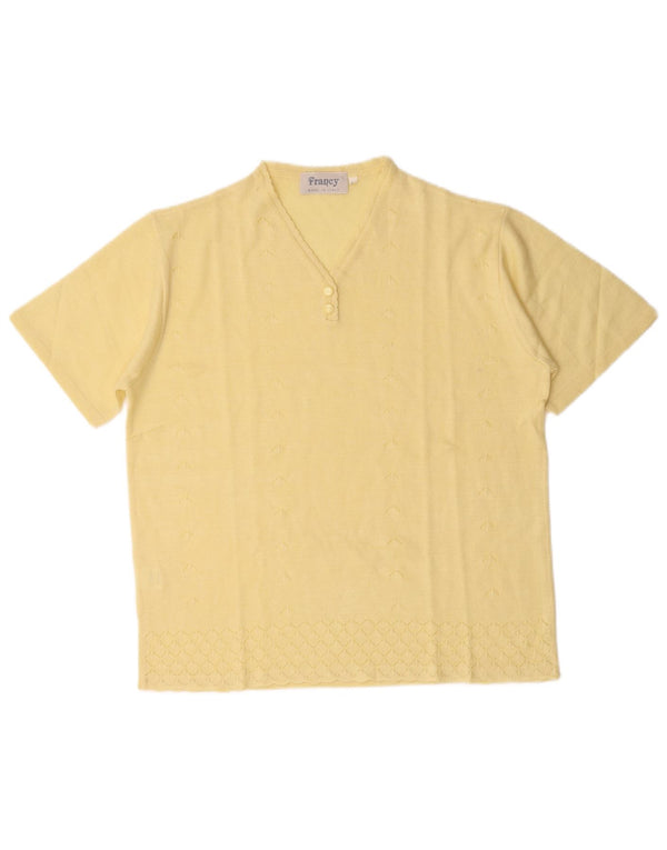 Blusa de punto vintage para mujer Top IT 50 XL Acrílico amarillo