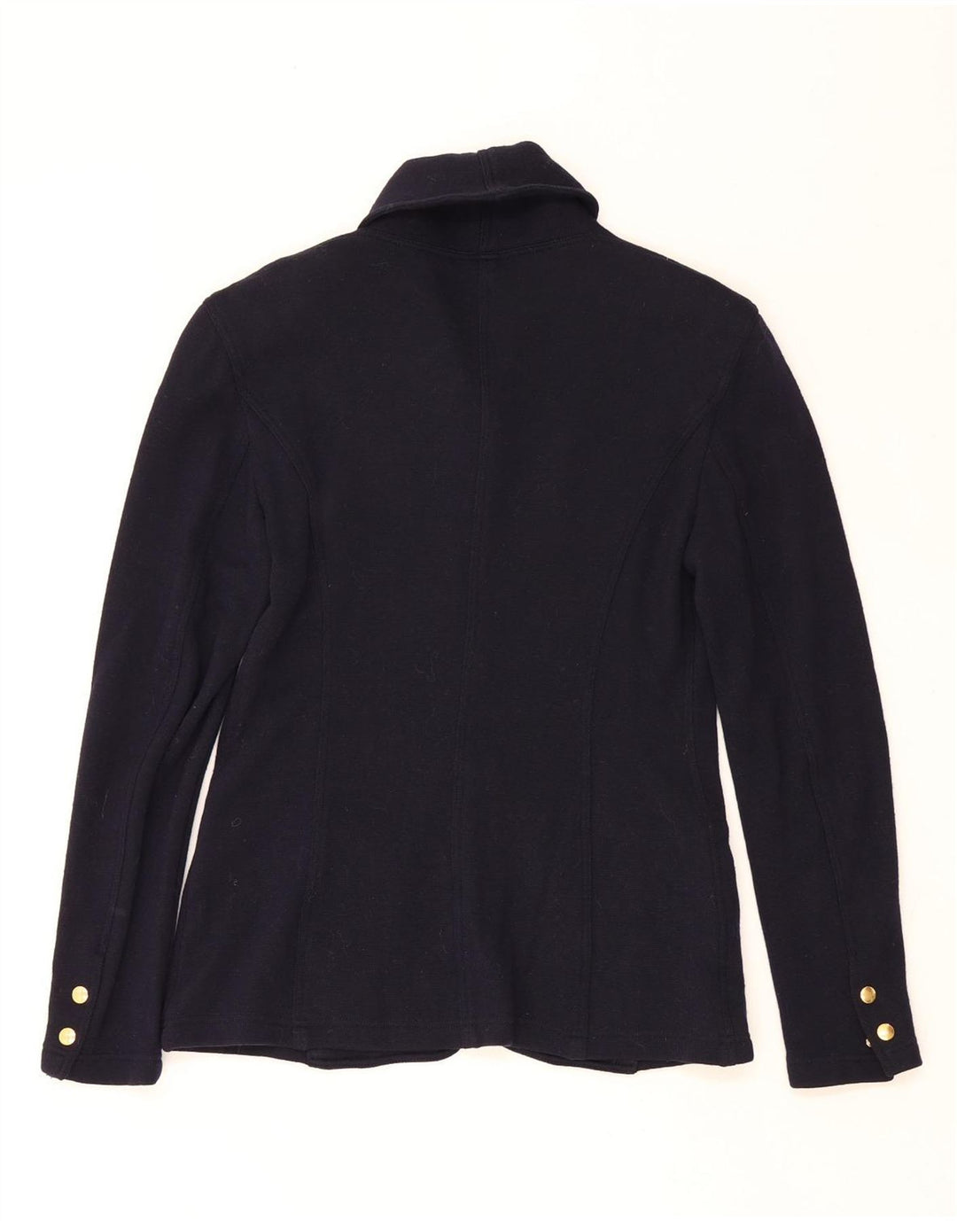 COMPLICE Womens Knit 6 Button Blazer Jacket US 8 Medium Navy Blue Wool Vintage Complice and Second-Hand Complice from Messina Hembry 