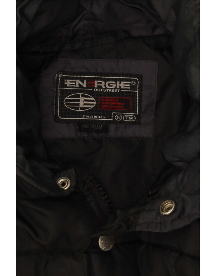 Energie Chaqueta acolchada con capucha y gráfico para hombre UK 38 Medium Black Nylon