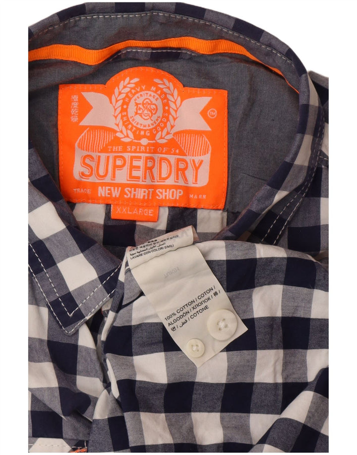 Camisa Superdry para hombre 2XL Algodón a cuadros azul marino