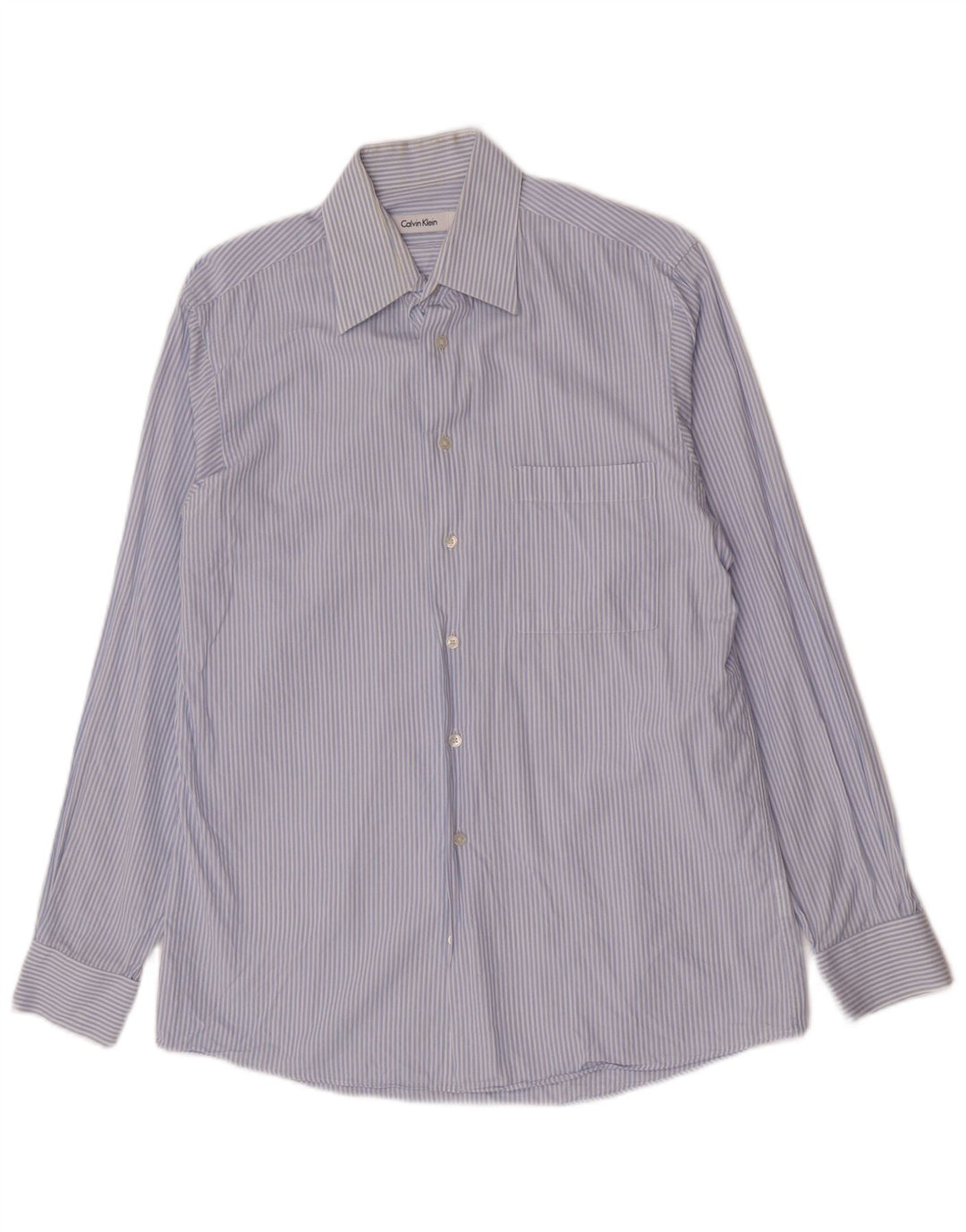 Camisa Calvin Klein para hombre talla 15 1/2 algodón a rayas azul mediano