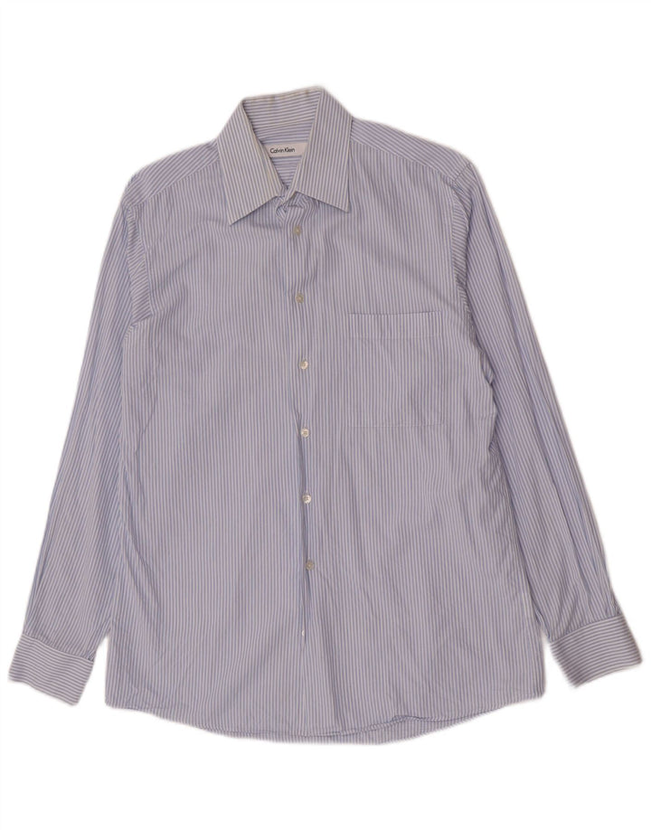 Camisa Calvin Klein para hombre talla 15 1/2 algodón a rayas azul mediano