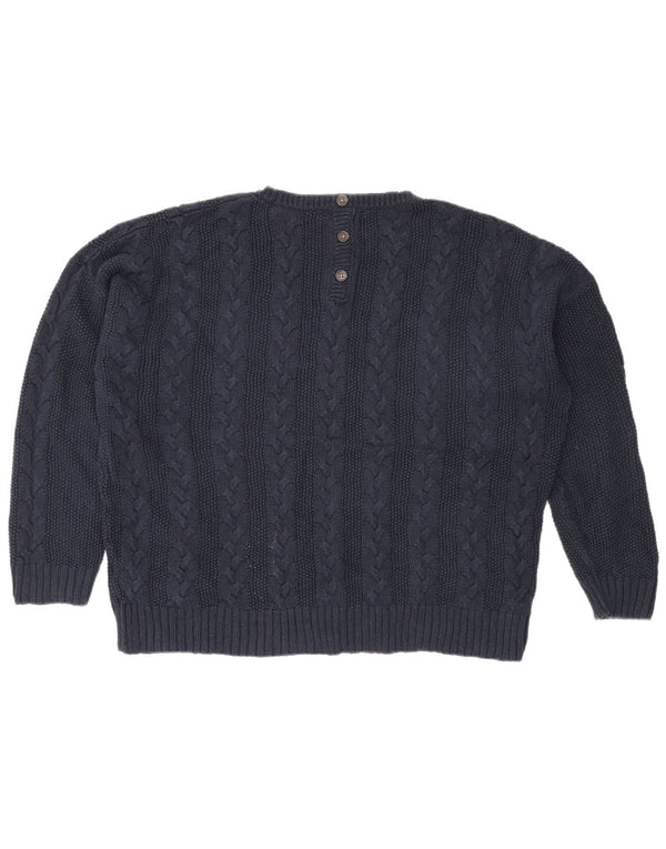 Marks & Spencer Jersey de Cuello Redondo para Mujer UK 22 3XL Azul Marino