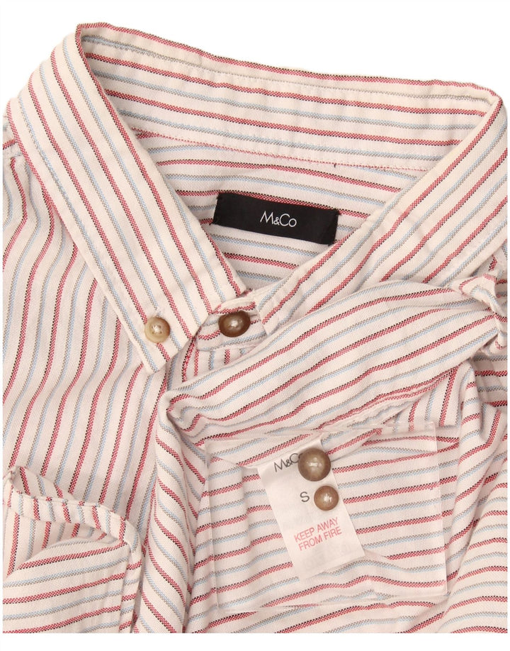 Camisa Hombre M&Co Small De Algodón A Rayas Blancas