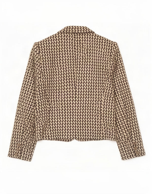 Poi By Krizia Chaqueta tipo blazer corta para mujer IT 40 Small Beige Houndstooth