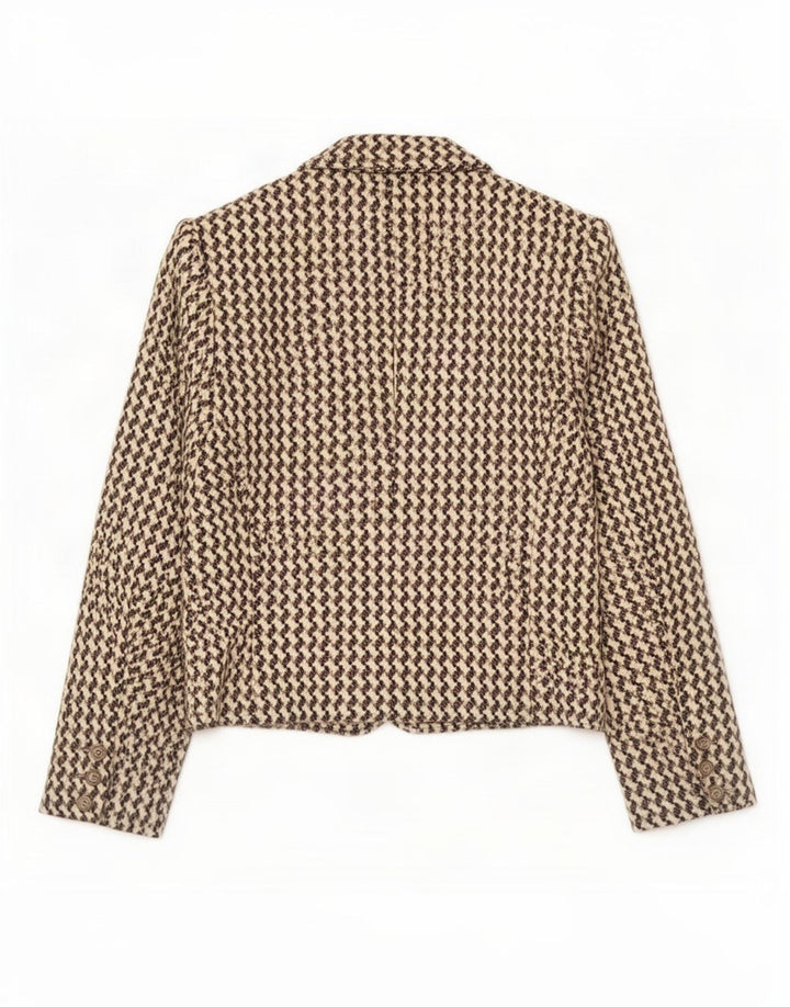 Poi By Krizia Chaqueta tipo blazer corta para mujer IT 40 Small Beige Houndstooth