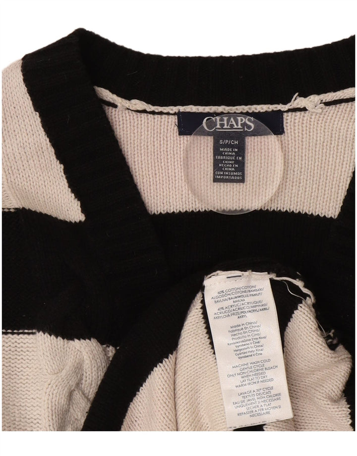 CHAPS Suéter oversize con cuello en V para mujer UK 10 Small Black Stripes