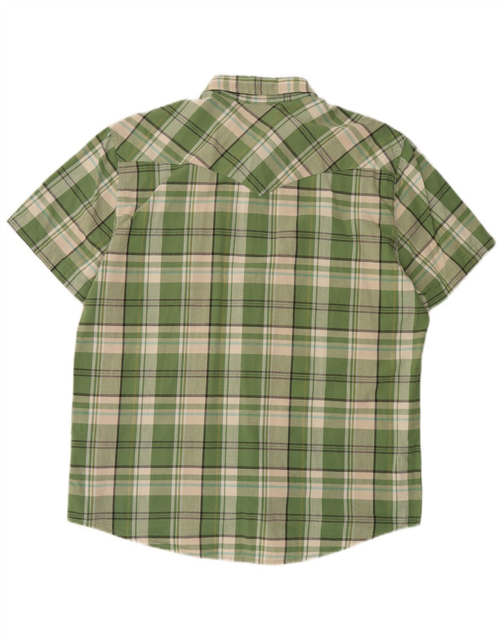 LEVI'S Camisa de manga corta para hombre de algodón a cuadros verdes grandes