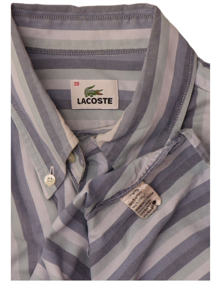 Camisa Lacoste Hombre Talla 39 Algodón Rayas Azul Medio