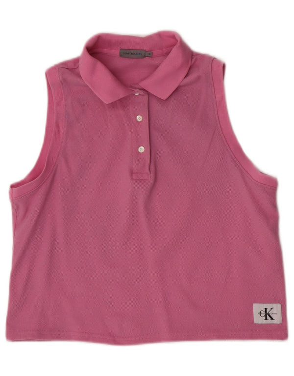 Calvin Klein Jeans Polo corto sin mangas para mujer UK 12 Medium Pink