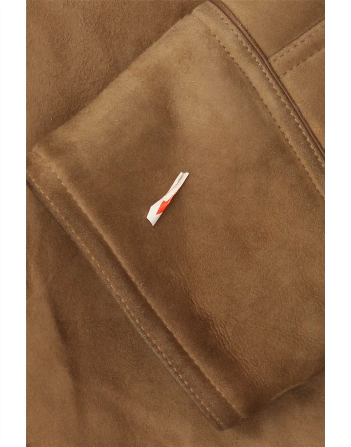Abrigo vintage de piel de oveja para hombre IT 48 cuero marrón medio