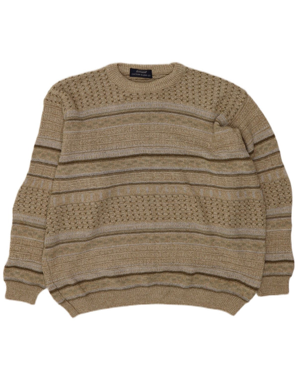St. Bernard - Jersey de cuello redondo para hombre, talla XL, acrílico a rayas verdes