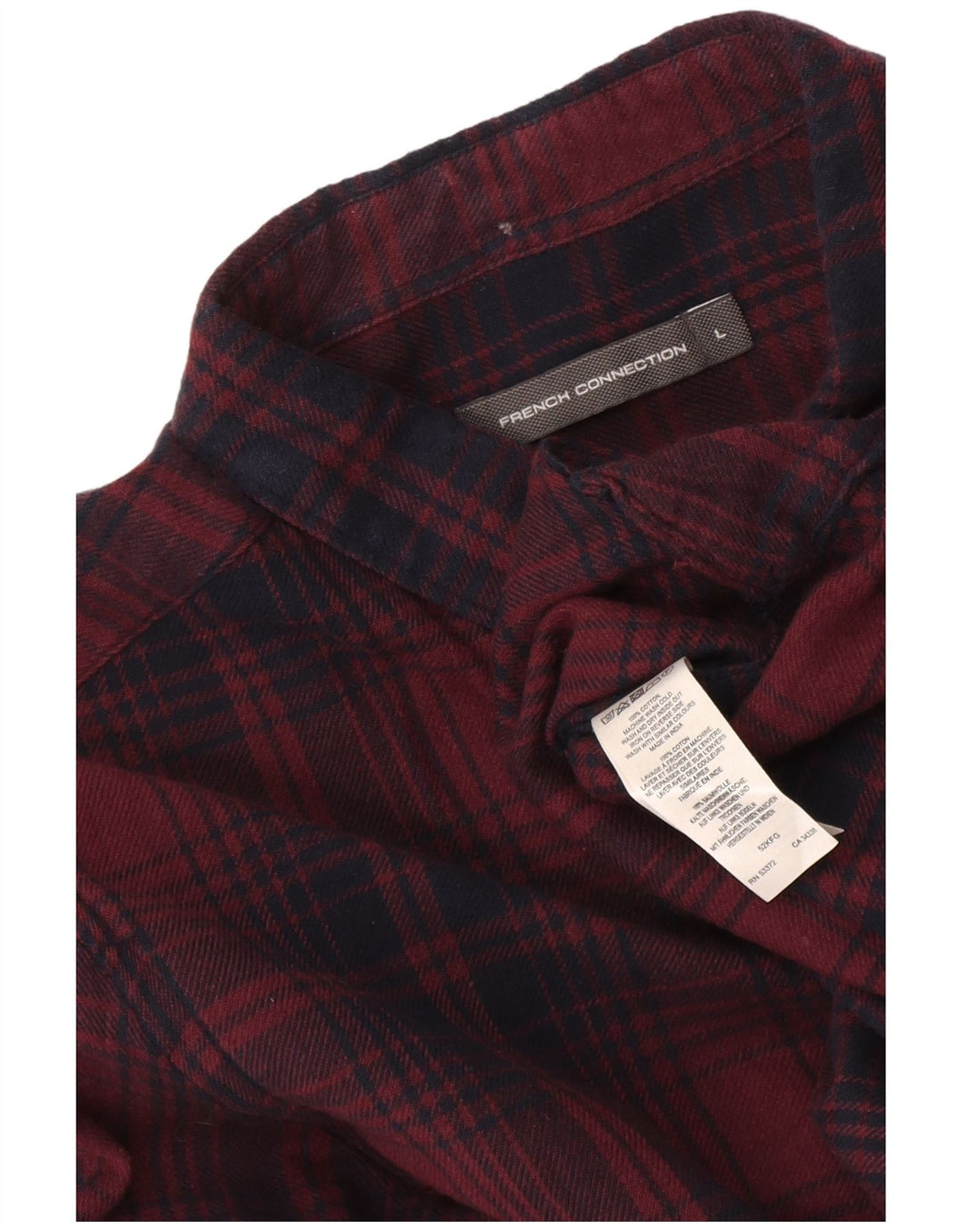 Camisa de franela para hombre de French Connection, algodón a cuadros grandes en color burdeos