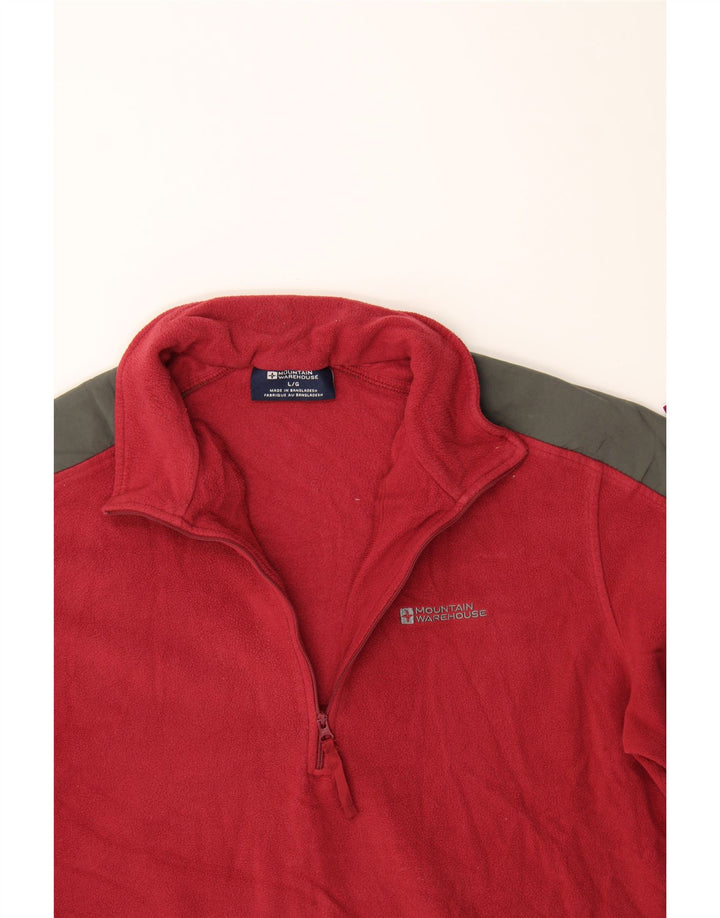 MOUNTAIN WAREHOUSE Mens Zip Neck Fleece Jumper Large Red Colourblock Vintage Mountain Warehouse and Second-Hand Mountain Warehouse from Messina Hembry 