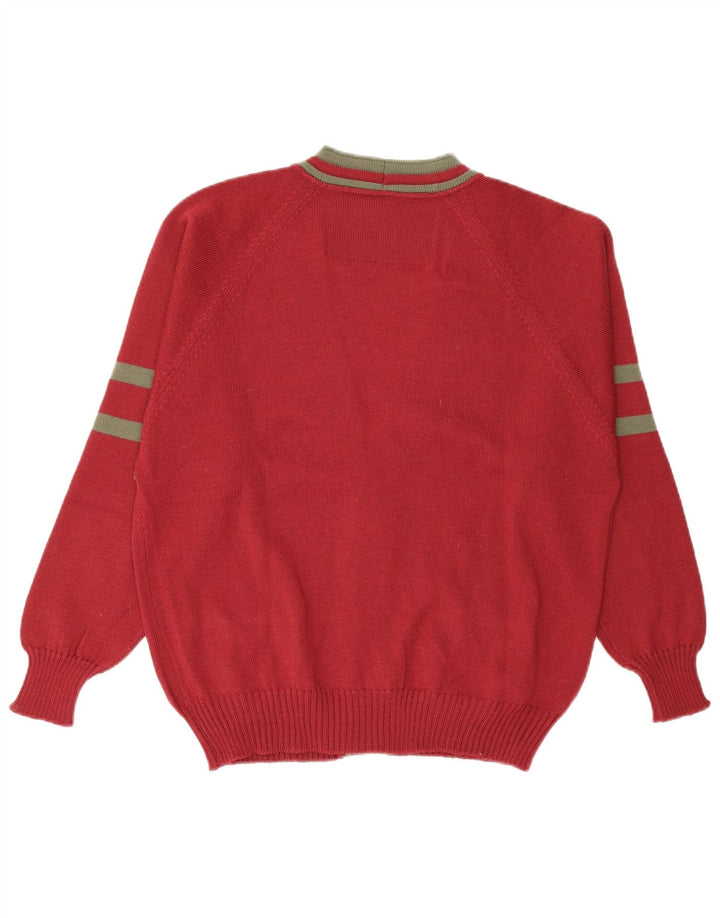 IL GRANCHIO Suéter tipo cárdigan para hombre de lana burdeos medio