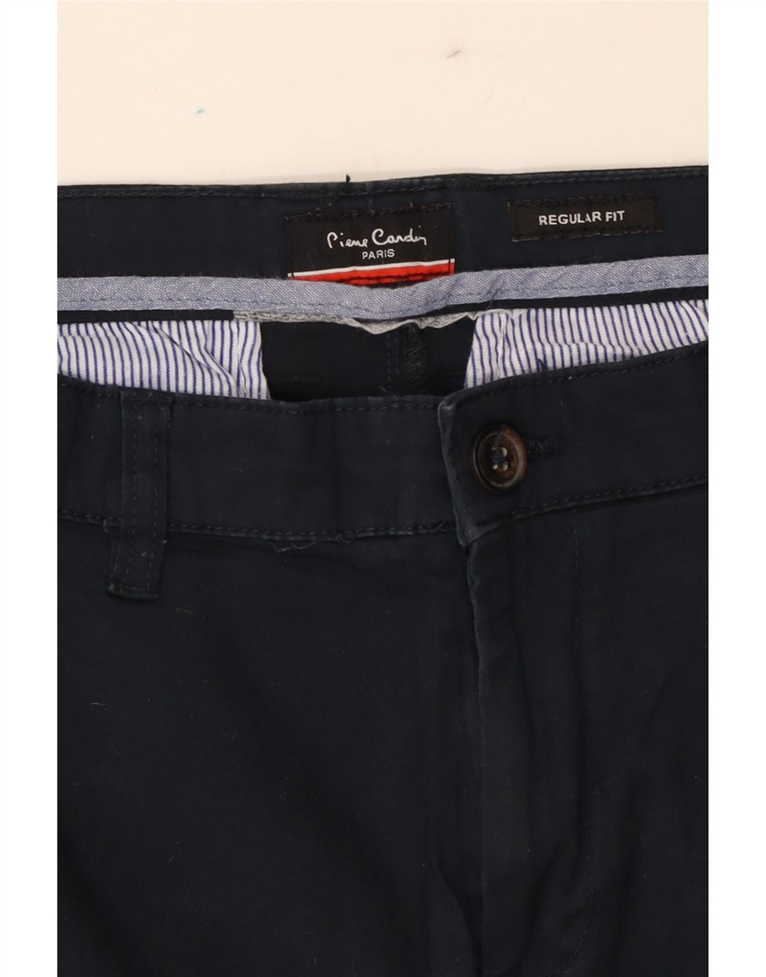 PIERRE CARDIN Mens Regular Fit Chino Trousers W32 L30  Navy Blue Polyester Vintage Pierre Cardin and Second-Hand Pierre Cardin from Messina Hembry 