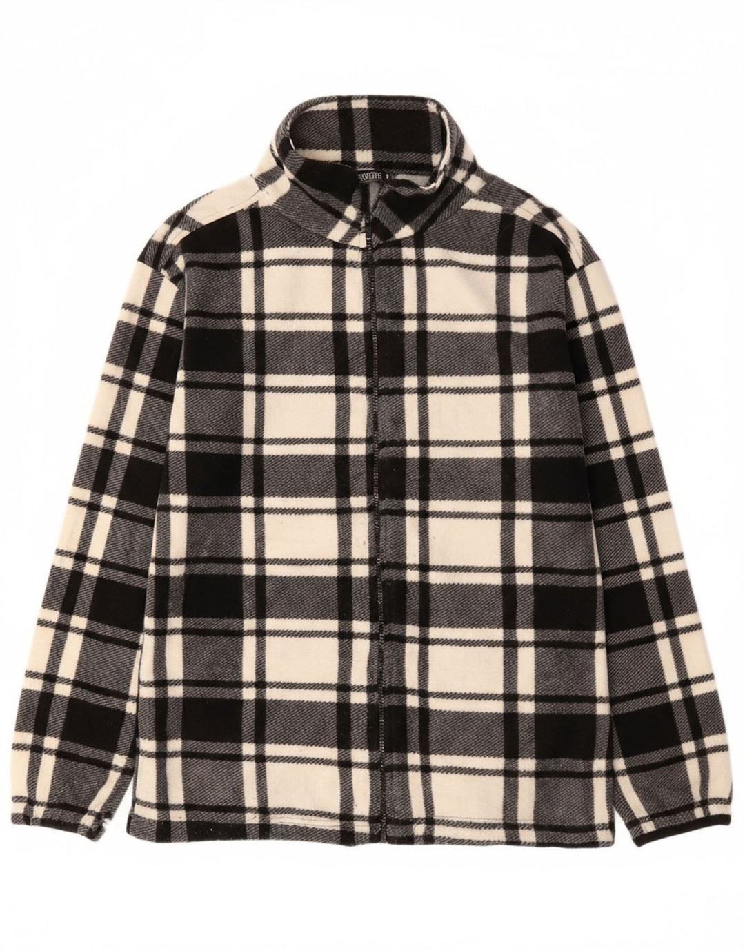 IDENTIC Mens Fleece Jacket UK 42 XL Black Check Polyester