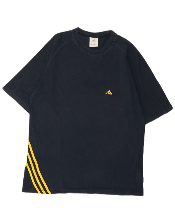 Adidas Mens T-Shirt Top UK 42/44 Large Navy Blue Cotton