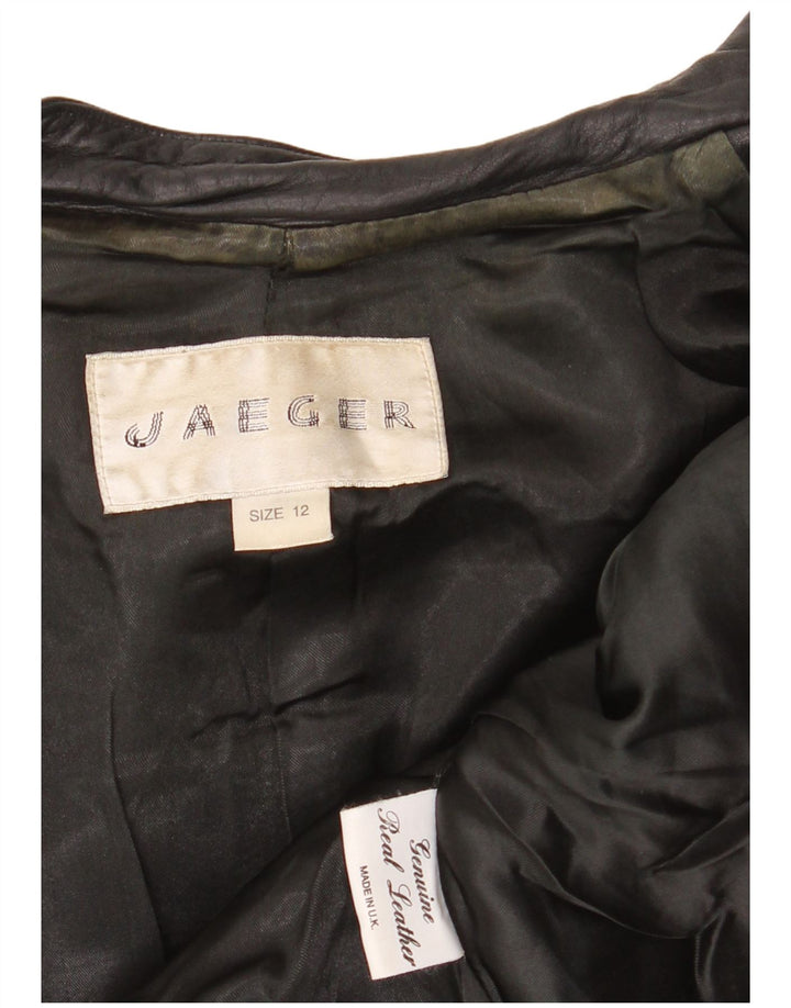 JAEGER Chaqueta de cuero para mujer UK 12 Medium Black Leather