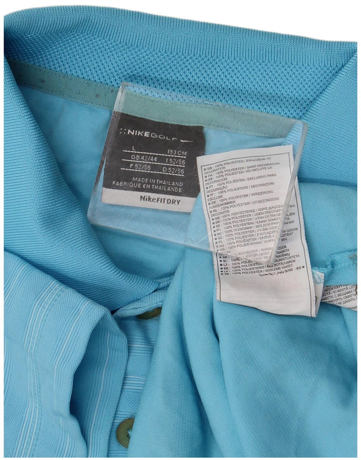 Nike Polo para hombre UK 42/44 Large Azul Rayas Poliéster