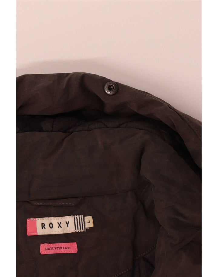 Chaqueta bomber con capucha para mujer Roxy UK 46 Grande Marrón Colorblock Algodón