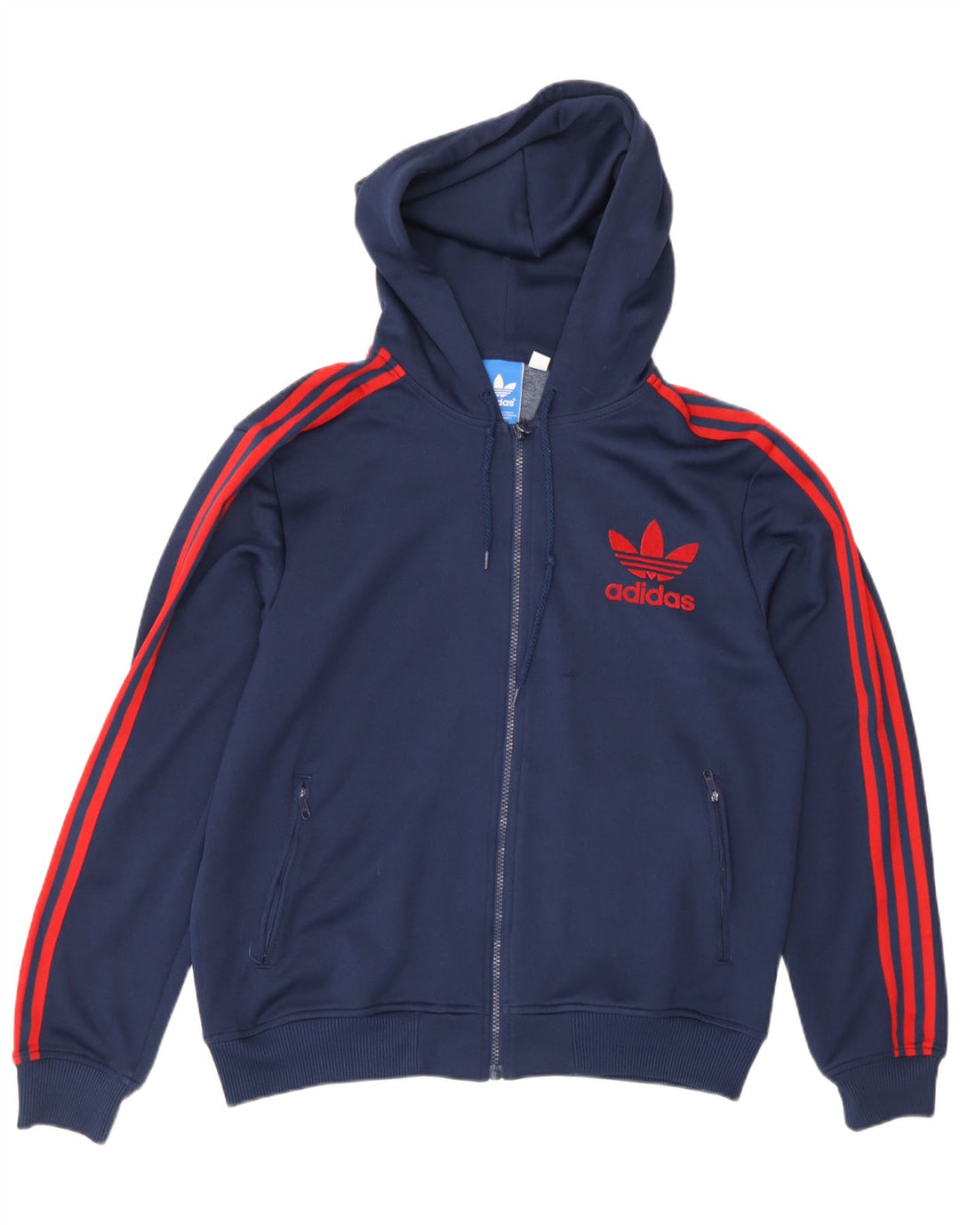 Adidas Hombre Graphic Zip Sudadera con capucha Suéter Medio Azul Marino Poliéster