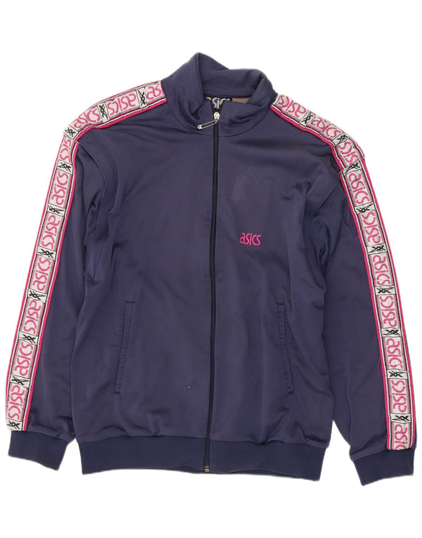 Asics Hombre Graphic Chándal Top Chaqueta Grande Azul Marino Colorblock
