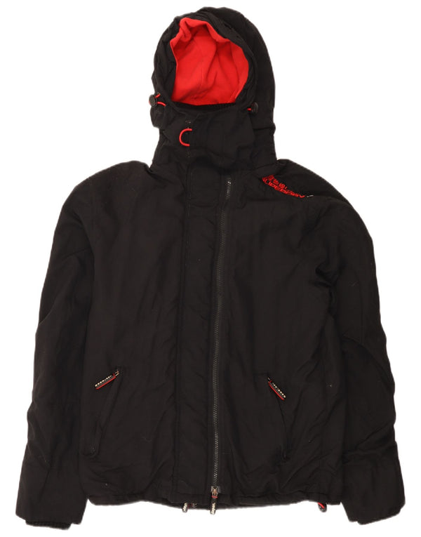 Superdry Chaqueta Cortavientos Con Capucha Gráfica Para Mujer UK 44 Medium Black Nylon