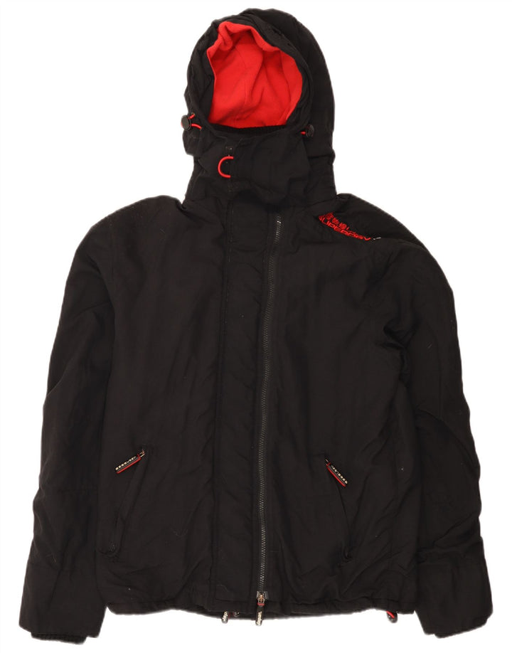 Superdry Chaqueta Cortavientos Con Capucha Gráfica Para Mujer UK 44 Medium Black Nylon