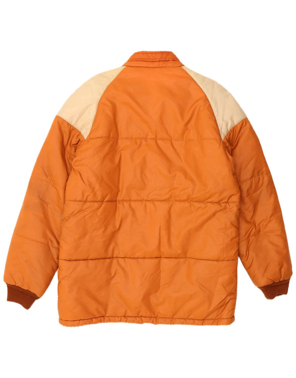 VINTAGE Chaqueta acolchada para hombre IT 52 XL Naranja Colorblock Poliéster