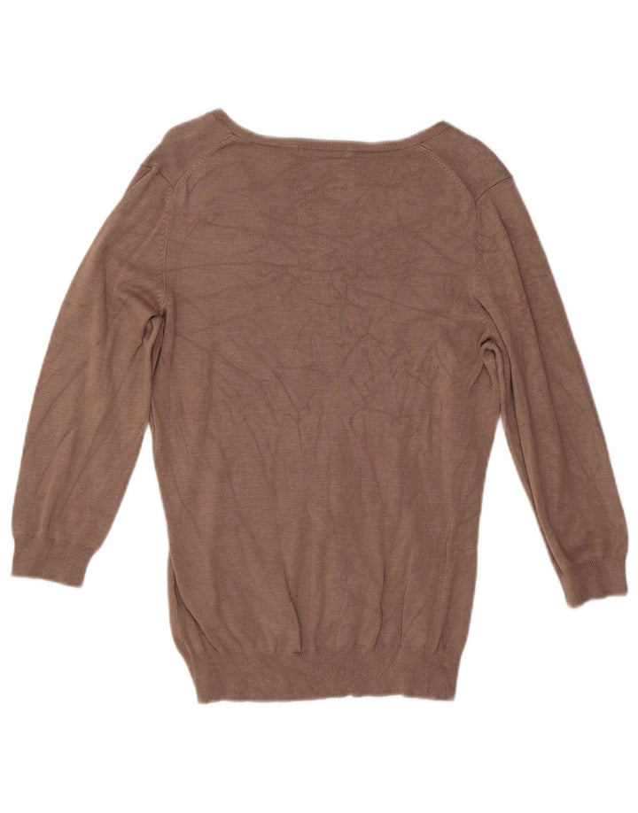 Marks & Spencer Jersey con cuello en V para mujer UK 42 Viscosa marrón medio