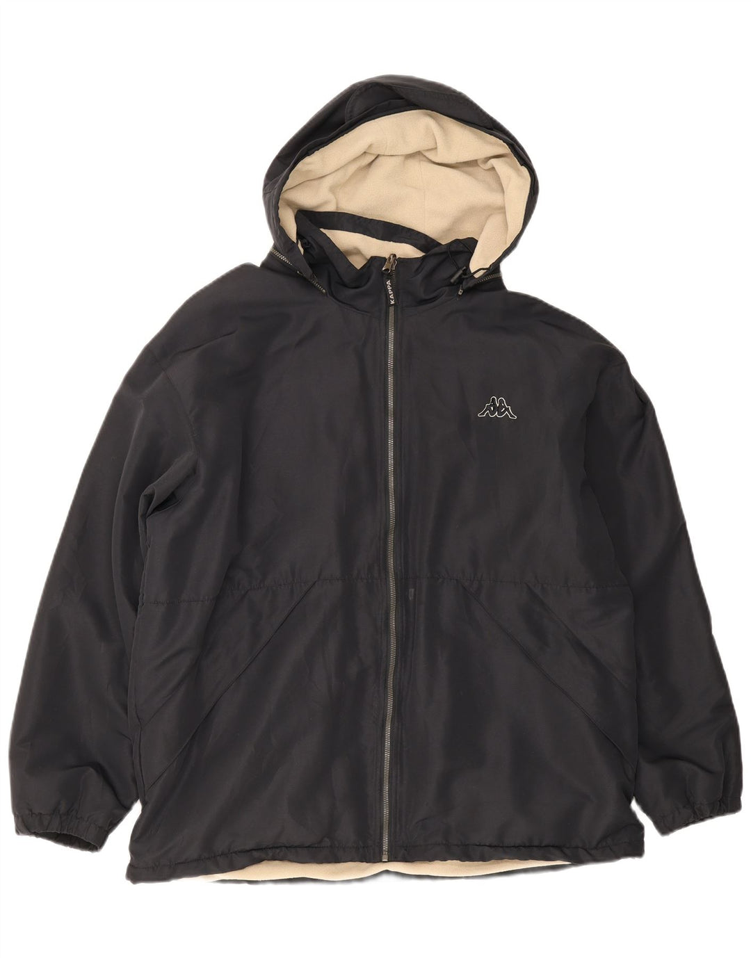 Kappa Chaqueta reversible con capucha para hombre, ajuste holgado, talla 40, poliéster negro grande
