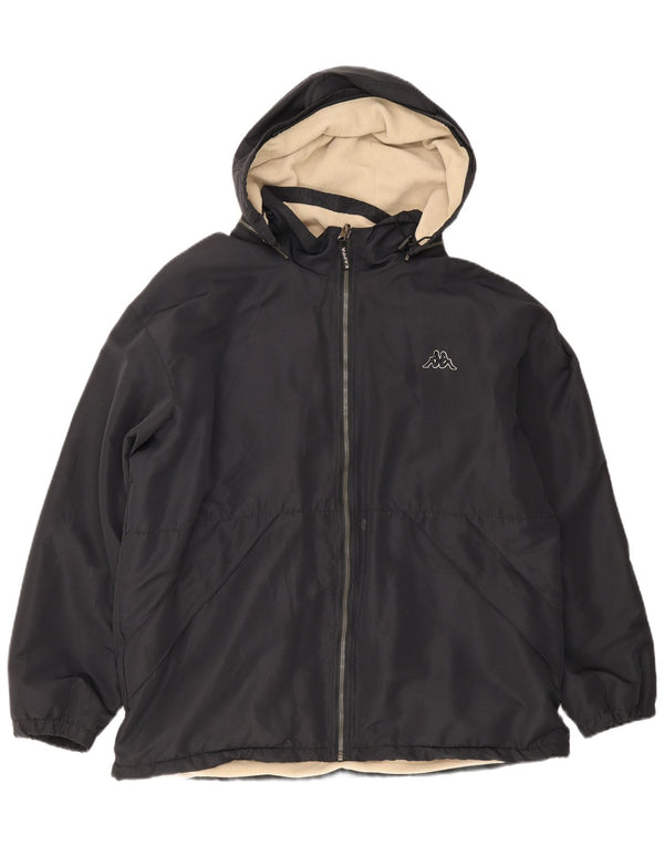 Kappa Chaqueta reversible con capucha para hombre, ajuste holgado, talla 40, poliéster negro grande