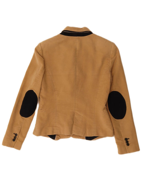 Zara Mujer Crop 1 Botón Blazer Chaqueta UK 42 Acetato Beige Medio